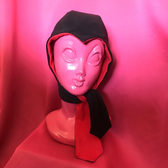 NEW reversible 1950s retro devil hood hat halloween costume handmade - Picture 2 of 6